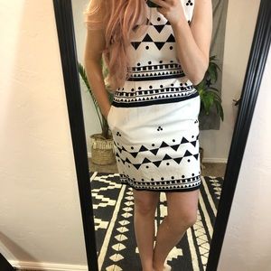 Jcrew navy blue and white patterned dress